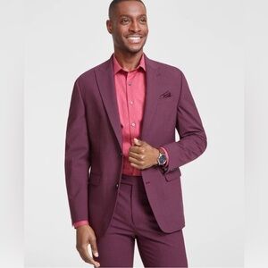 Bar III Mens Skinny Fit Sport Coat Suit Jacket Blazer in Red Wool NWT